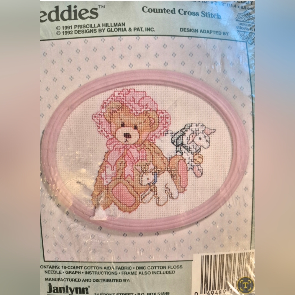 Janlynn Cherished Teddies-Counted Cross Stitch Kit "Girl's Teddy"